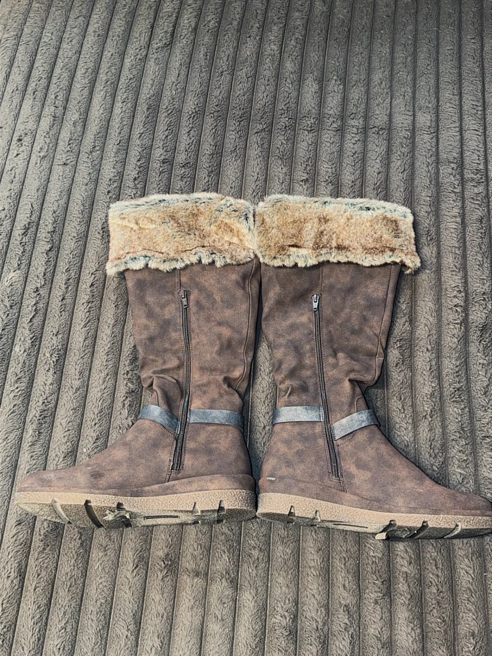 Cliffs by WHITE MOUNTAIN Brown Faux-Suede Faux-Fur Cuffed Winter Boots